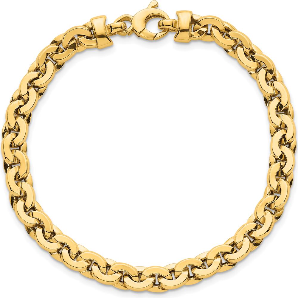 14K Yellow Gold Polished 5.75mm Fancy Cable Link Bracelet - 7.5 Inch Length by 0