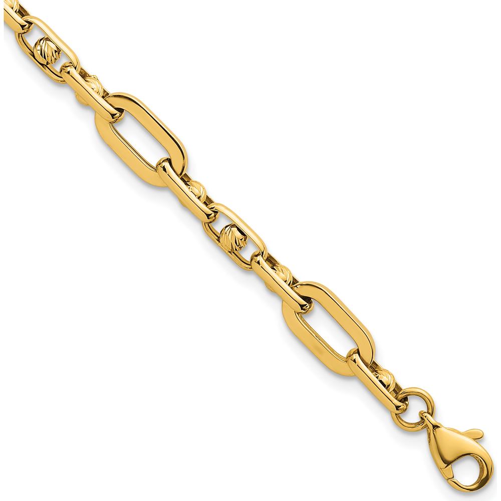 14K Yellow Gold Polished 5.75mm Fancy Open Link Bracelet - 7.25" by 0