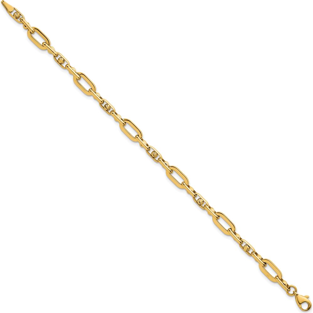 14K Yellow Gold Polished 5.75mm Fancy Open Link Bracelet - 7.25" by 0