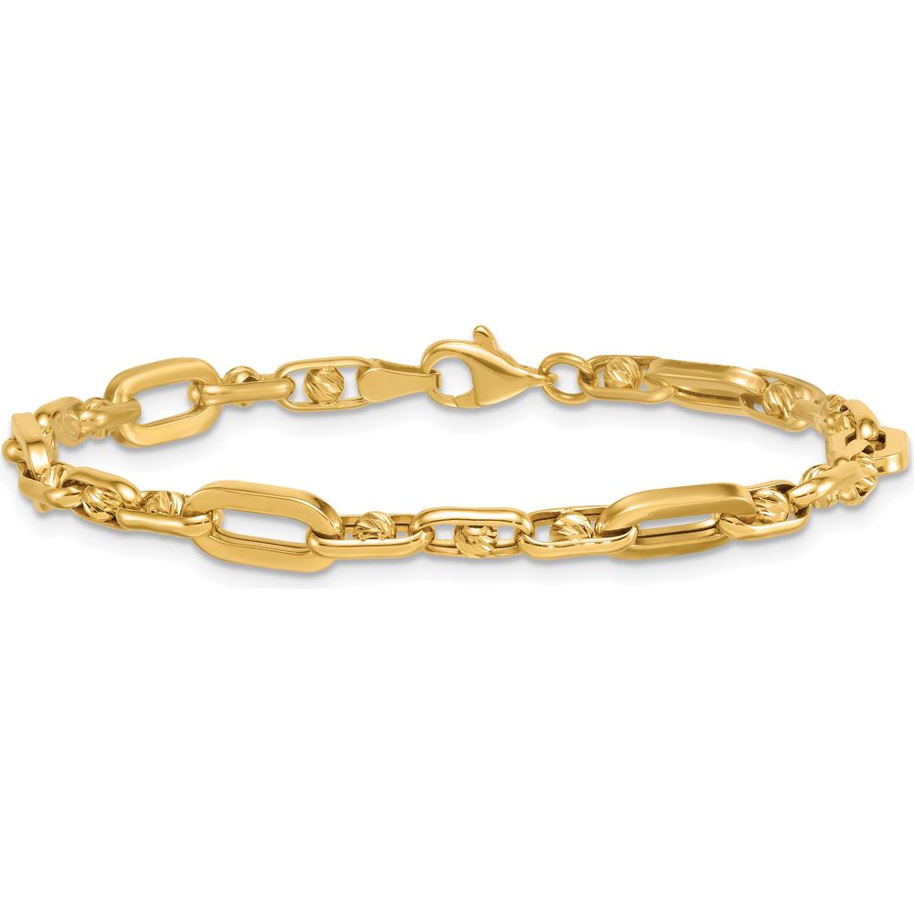 14K Yellow Gold Polished 5.75mm Fancy Open Link Bracelet - 7.25" by 0