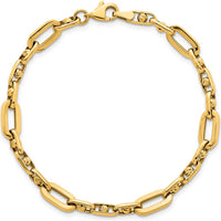 14K Yellow Gold Polished 5.75mm Fancy Open Link Bracelet - 7.25" by 0