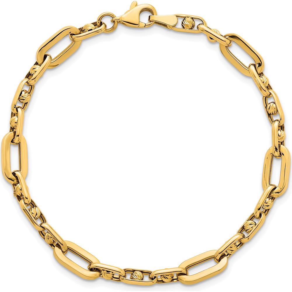 14K Yellow Gold Polished 5.75mm Fancy Open Link Bracelet - 7.25" by 0