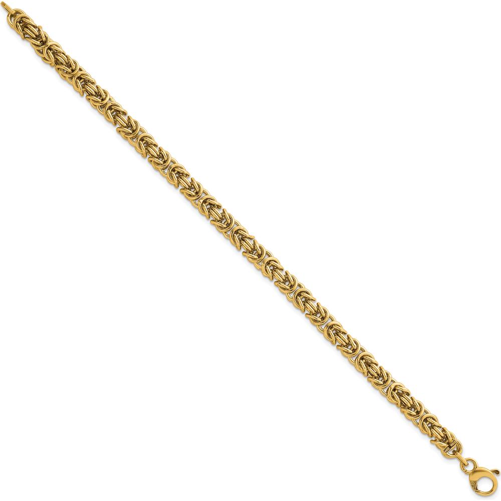 14K Yellow Gold Polished 5.75mm Fancy Rounded Byzantine Link 7.5" Bracelet by 0