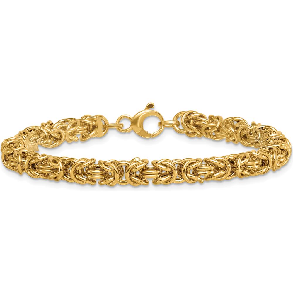 14K Yellow Gold Polished 5.75mm Fancy Rounded Byzantine Link 7.5" Bracelet by 0