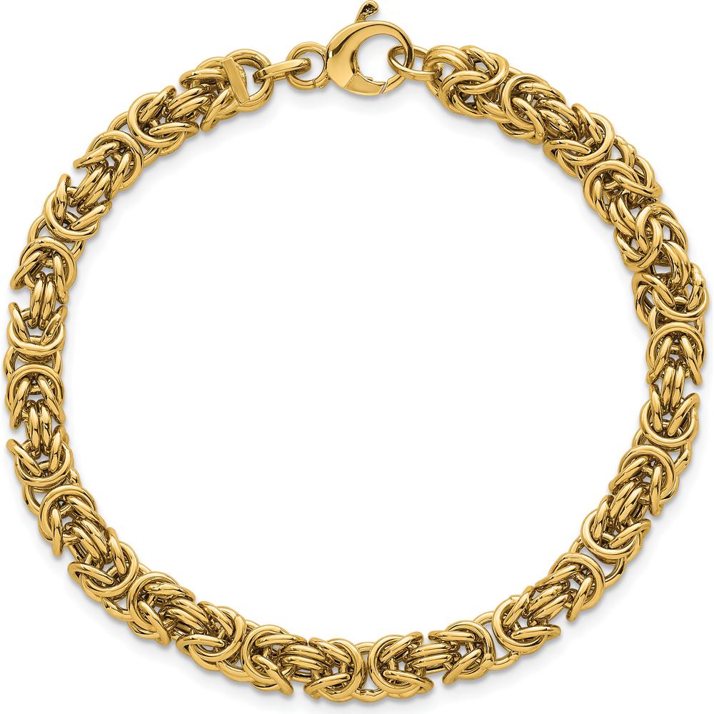 14K Yellow Gold Polished 5.75mm Fancy Rounded Byzantine Link 7.5" Bracelet by 0