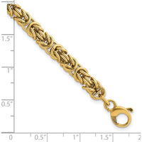 14K Yellow Gold Polished 5.75mm Fancy Rounded Byzantine Link 7.5" Bracelet by 0
