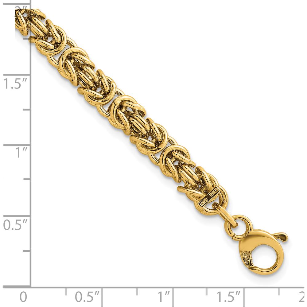 14K Yellow Gold Polished 5.75mm Fancy Rounded Byzantine Link 7.5" Bracelet by 0