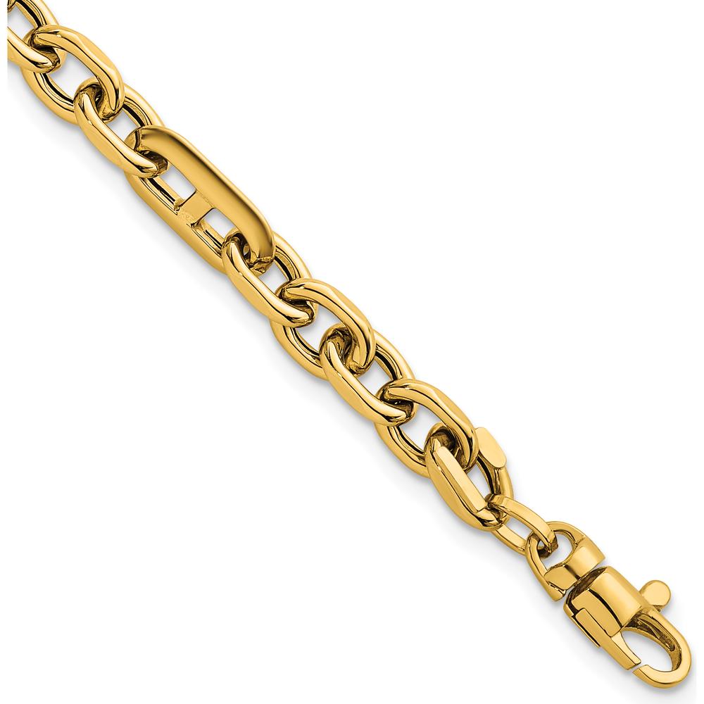 14K Yellow Gold Polished 5.7mm Oval and Anchor Link 7.5" Bracelet by 0