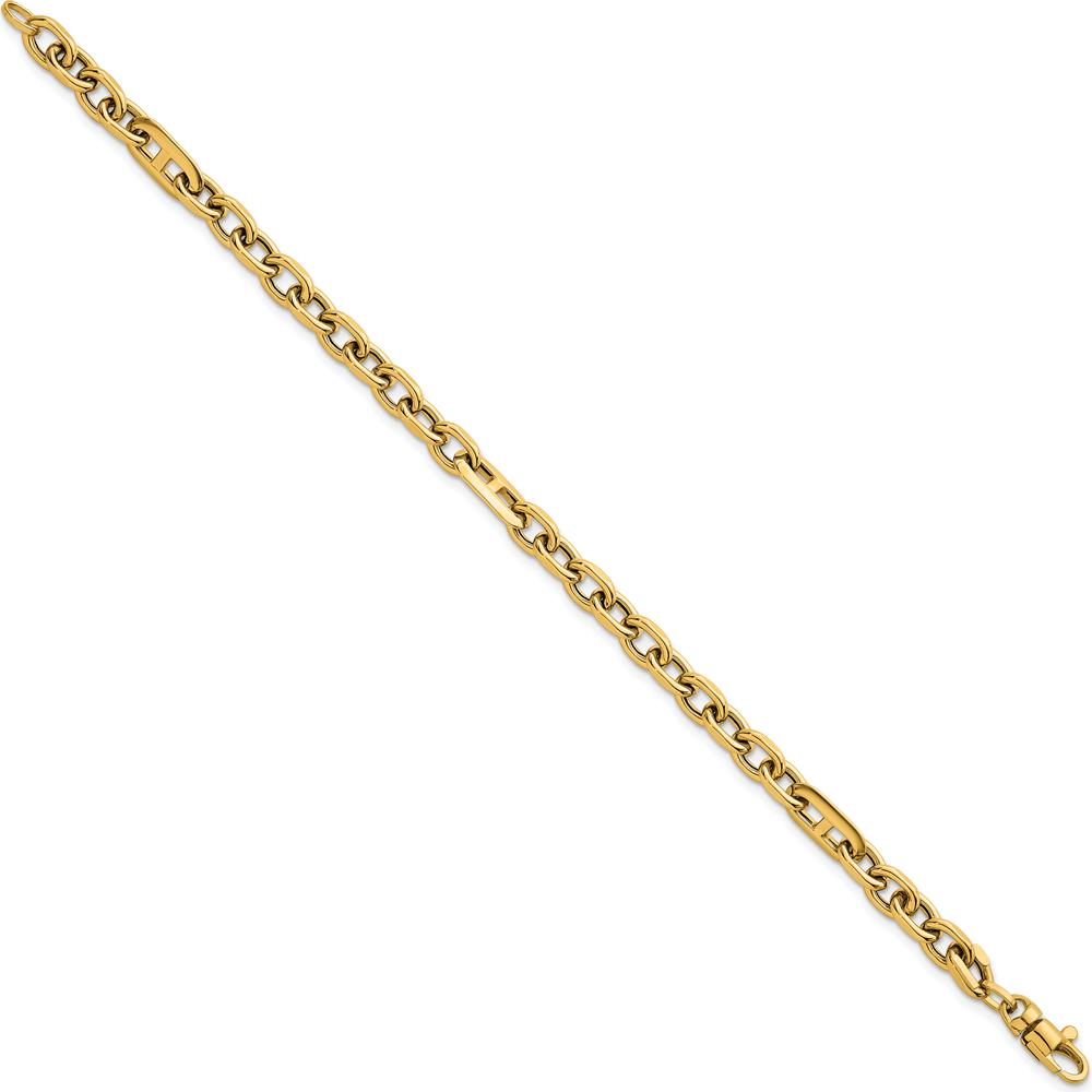 14K Yellow Gold Polished 5.7mm Oval and Anchor Link 7.5" Bracelet by 0