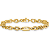14K Yellow Gold Polished 5.7mm Oval and Anchor Link 7.5" Bracelet by 0