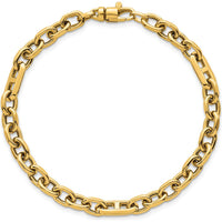 14K Yellow Gold Polished 5.7mm Oval and Anchor Link 7.5" Bracelet by 0
