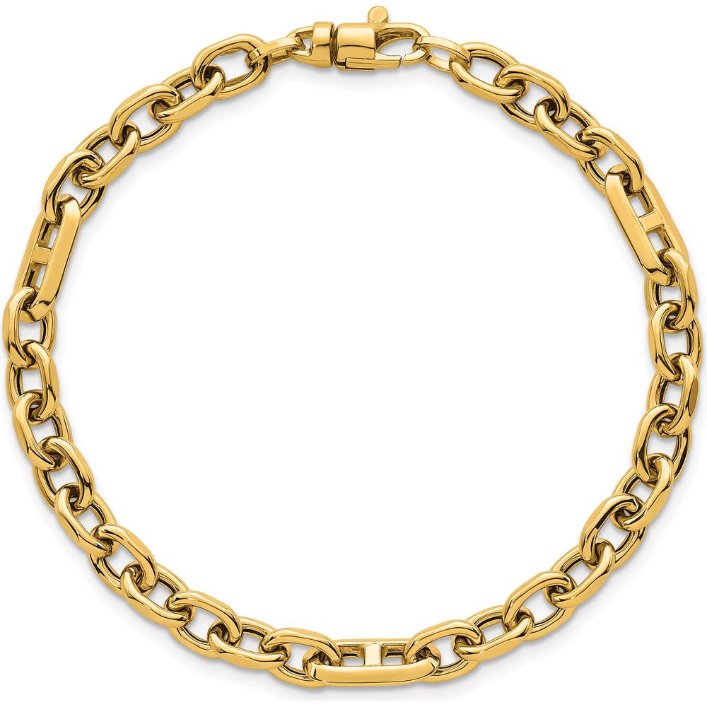 14K Yellow Gold Polished 5.7mm Oval and Anchor Link 7.5" Bracelet by 0