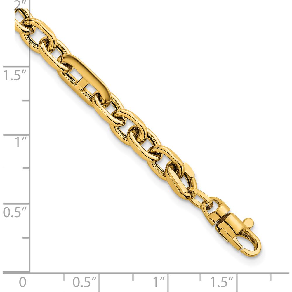 14K Yellow Gold Polished 5.7mm Oval and Anchor Link 7.5" Bracelet by 0