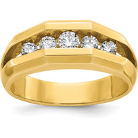 14K Yellow Gold Polished 5-Stone Diamond Ring with Round Faceted Diamonds - 1/2 Carats Total Diamond Weight by IBGoodman