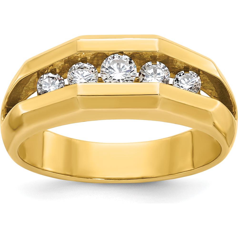 14K Yellow Gold Polished 5-Stone Diamond Ring with Round Faceted Diamonds - 1/2 Carats Total Diamond Weight by IBGoodman