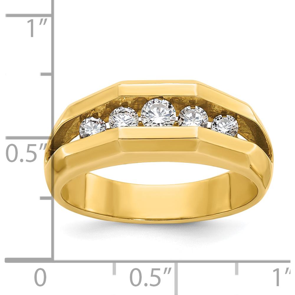 14K Yellow Gold Polished 5-Stone Diamond Ring with Round Faceted Diamonds - 1/2 Carats Total Diamond Weight by IBGoodman