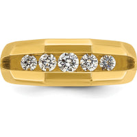 14K Yellow Gold Polished 5-Stone Diamond Ring with Round Faceted Diamonds - 1/2 Carats Total Diamond Weight by IBGoodman