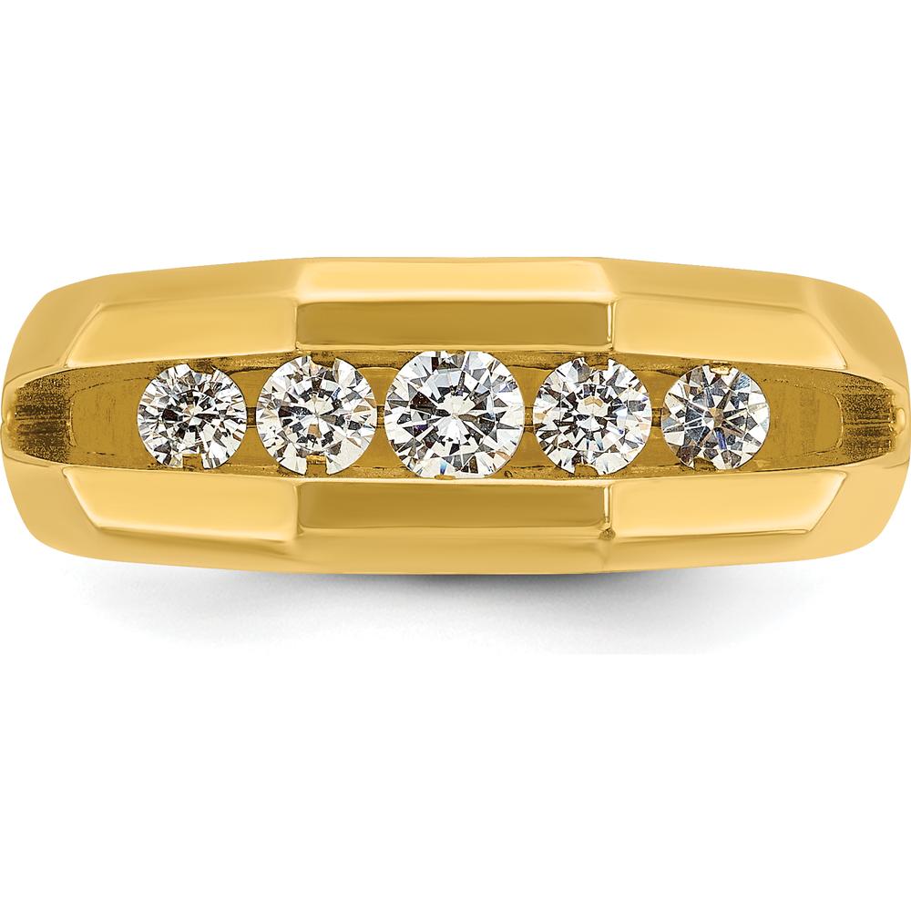 14K Yellow Gold Polished 5-Stone Diamond Ring with Round Faceted Diamonds - 1/2 Carats Total Diamond Weight by IBGoodman