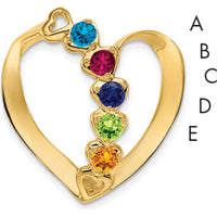14K Yellow Gold Polished 5-Stone Heart Slide Pendant for Mother's Day and Family Keepsakes by Oro Pregiato