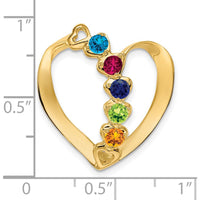 14K Yellow Gold Polished 5-Stone Heart Slide Pendant for Mother's Day and Family Keepsakes by Oro Pregiato