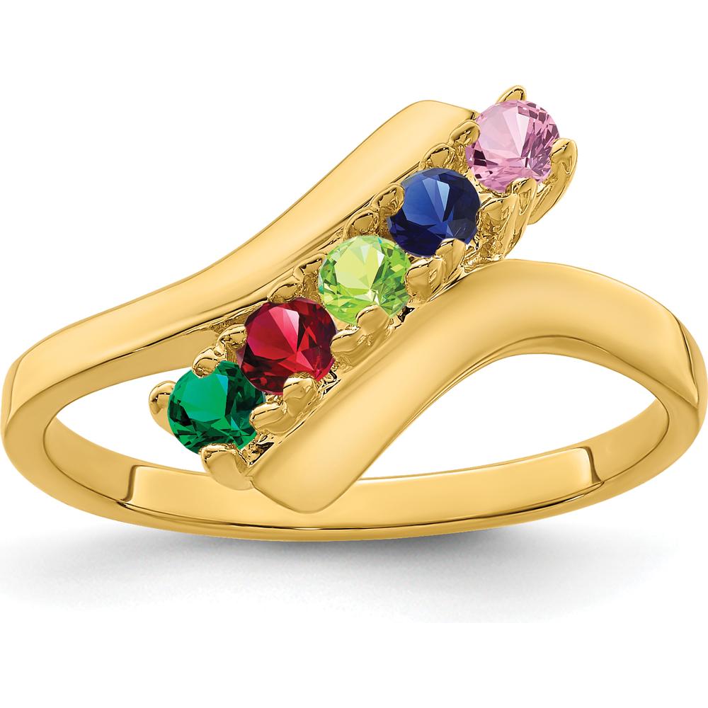14K Yellow Gold Polished 5-Stone Mother's Ring Mounting by Oro Pregiato