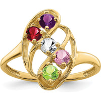 14K Yellow Gold Polished 5-Stone Mother's Ring Mounting by Oro Pregiato