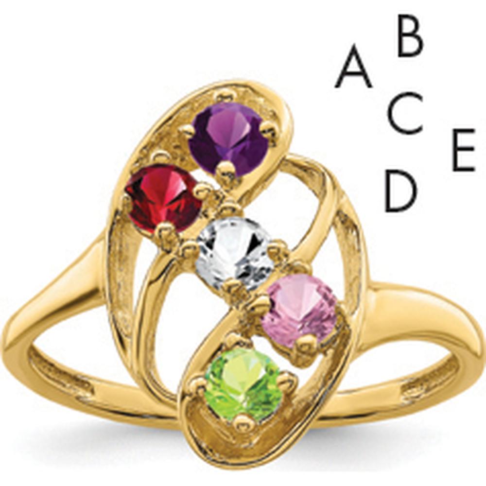 14K Yellow Gold Polished 5-Stone Mother's Ring Mounting by Oro Pregiato