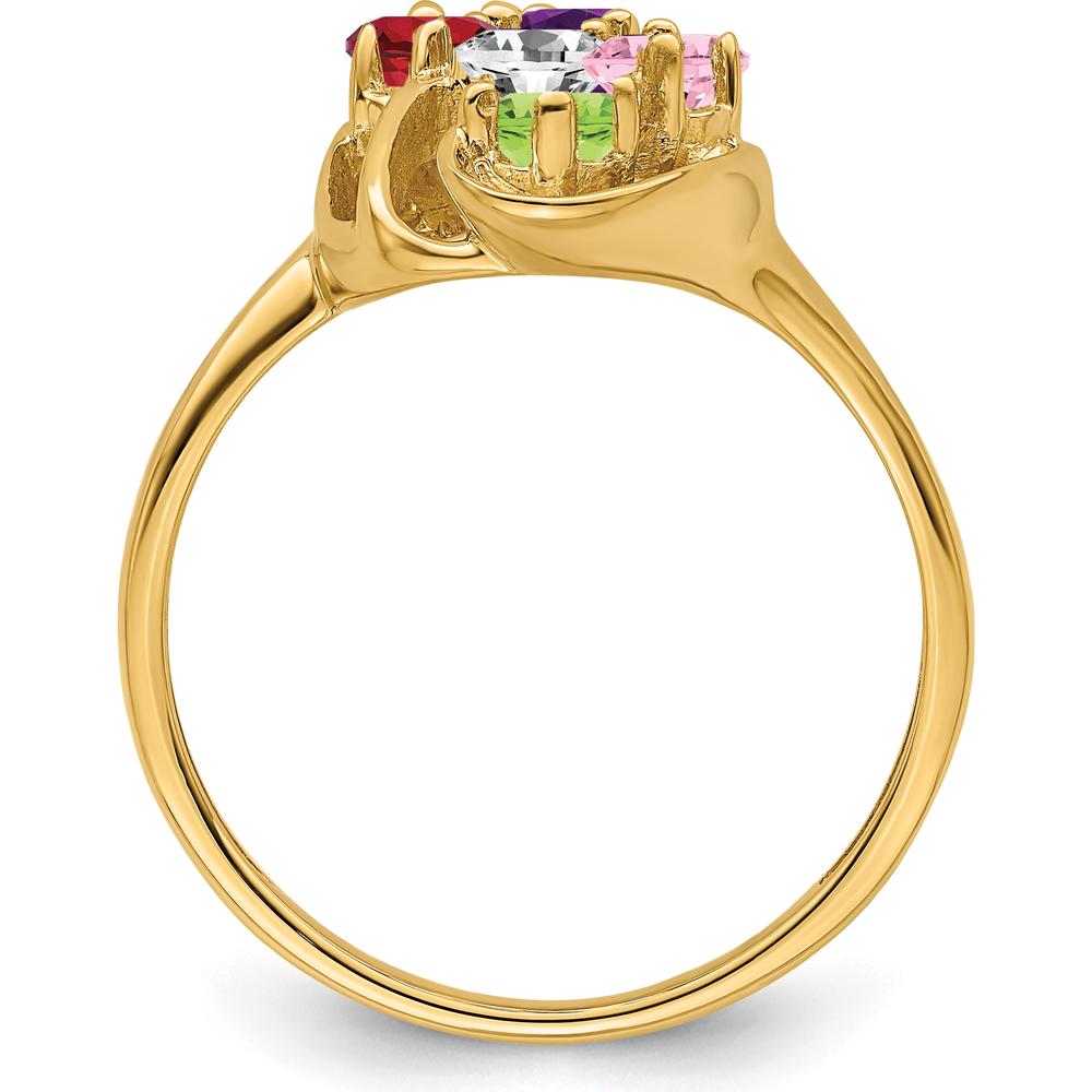 14K Yellow Gold Polished 5-Stone Mother's Ring Mounting by Oro Pregiato
