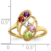 14K Yellow Gold Polished 5-Stone Mother's Ring Mounting by Oro Pregiato
