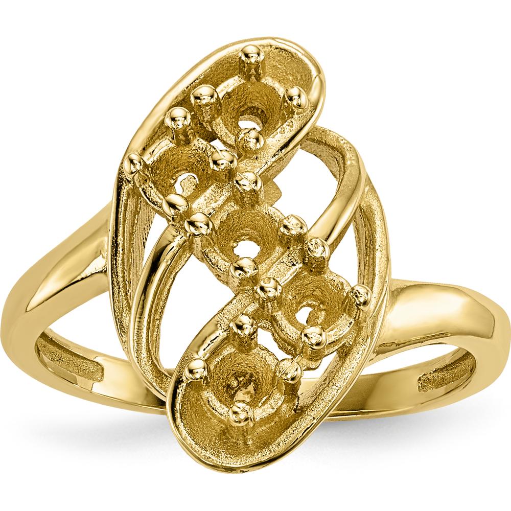 14K Yellow Gold Polished 5-Stone Mother's Ring Mounting by Oro Pregiato