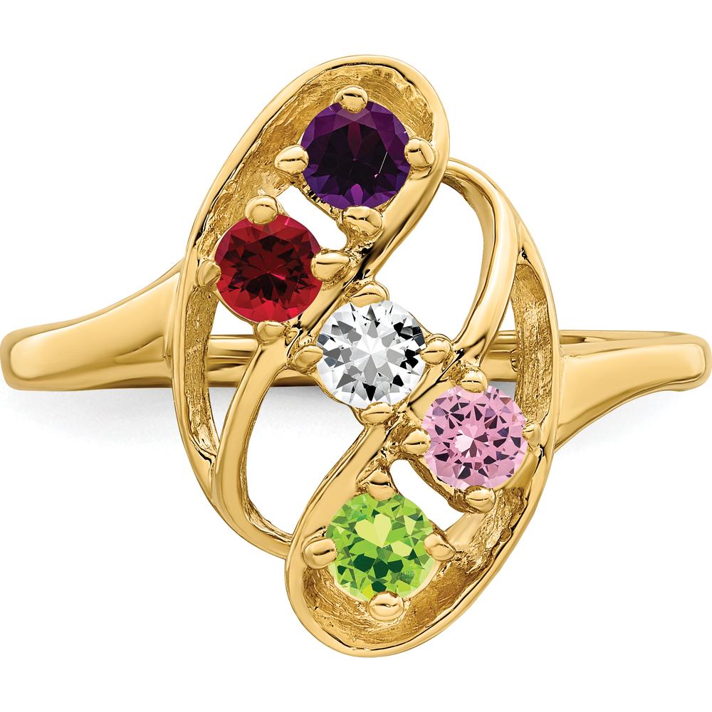 14K Yellow Gold Polished 5-Stone Mother's Ring Mounting by Oro Pregiato