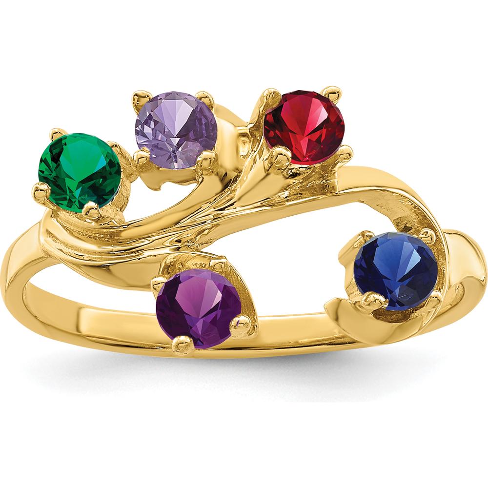 14K Yellow Gold Polished 5-Stone Mother's Ring Mounting by Monteluci Fine Jewelry