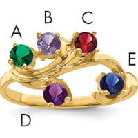 14K Yellow Gold Polished 5-Stone Mother's Ring Mounting by Monteluci Fine Jewelry