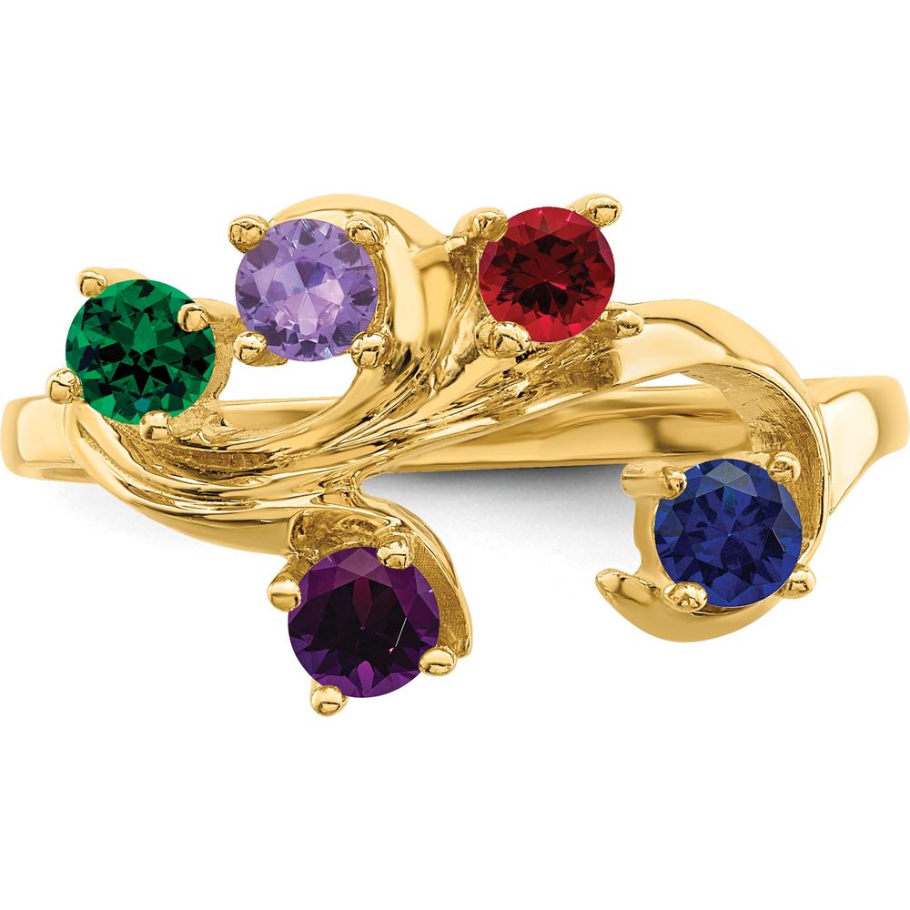 14K Yellow Gold Polished 5-Stone Mother's Ring Mounting by Monteluci Fine Jewelry