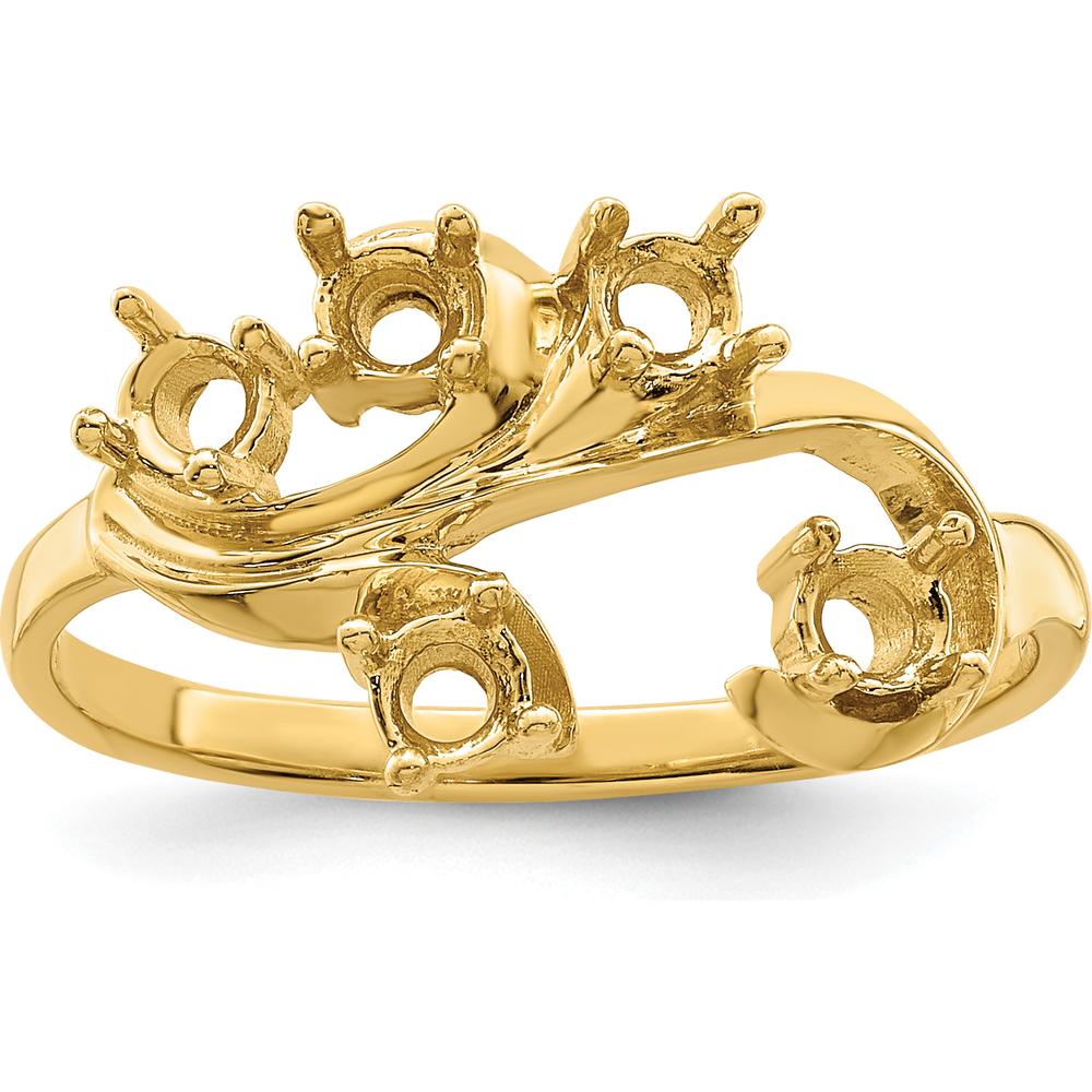 14K Yellow Gold Polished 5-Stone Mother's Ring Mounting by Monteluci Fine Jewelry