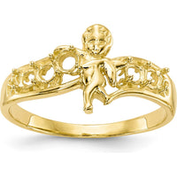 14K Yellow Gold Polished 5-Stone Mother's Ring with Angel Design by Oro Pregiato