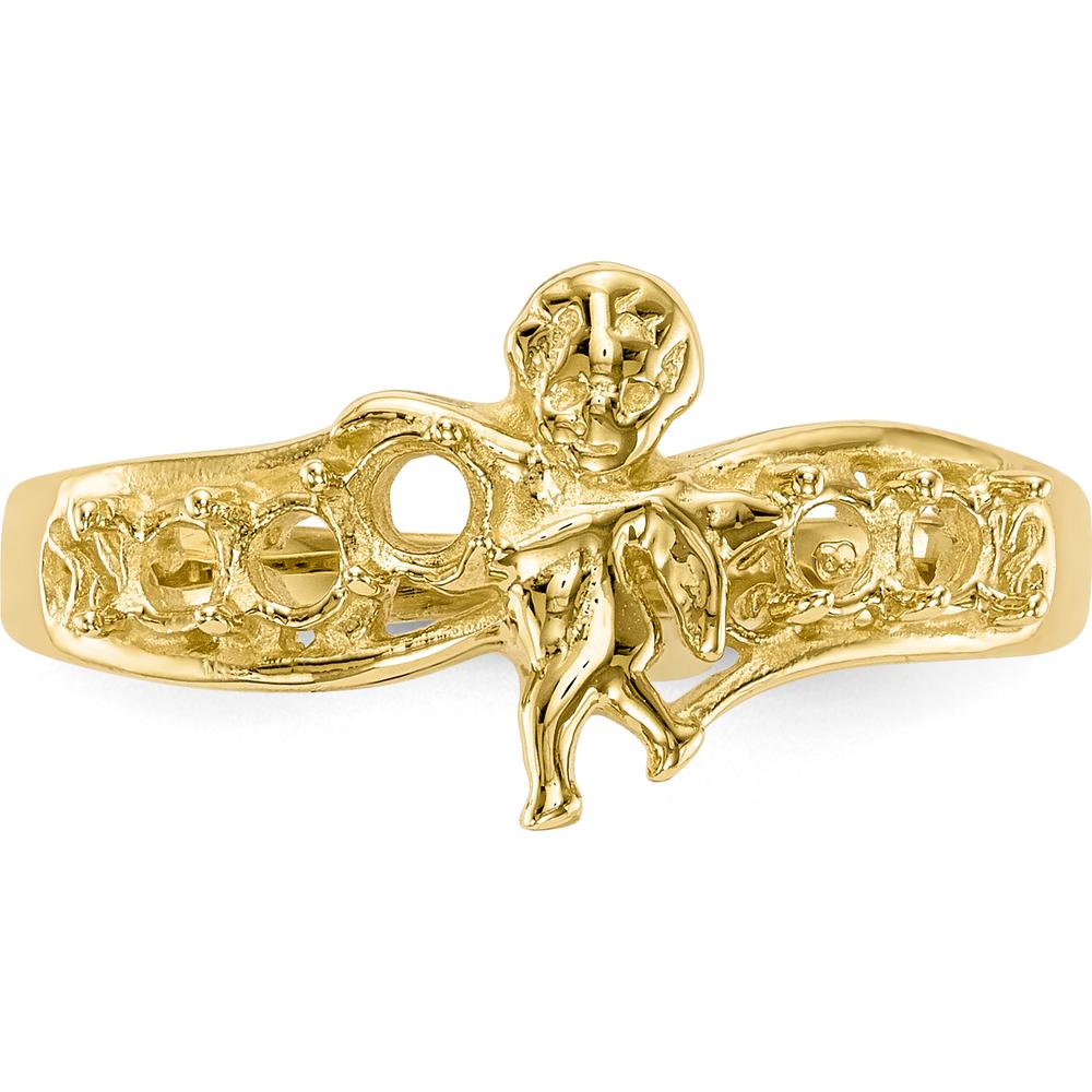14K Yellow Gold Polished 5-Stone Mother's Ring with Angel Design by Oro Pregiato