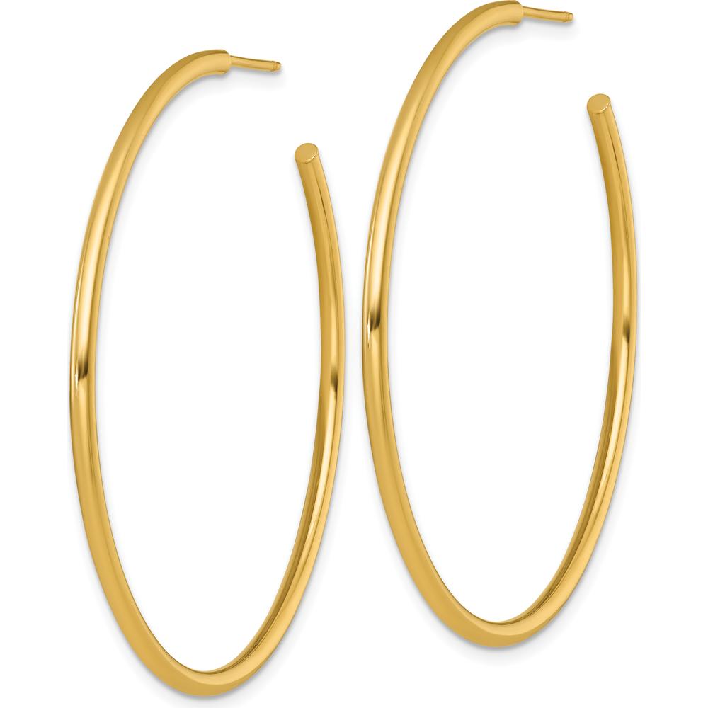 14K Yellow Gold Polished 50mm Tube C-Hoop Earrings - Elegant and Timeless Style by 0