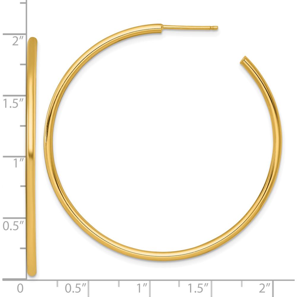 14K Yellow Gold Polished 50mm Tube C-Hoop Earrings - Elegant and Timeless Style by 0