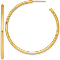 14K Yellow Gold Polished 50mm Tube C-Hoop Earrings by 0