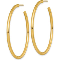 14K Yellow Gold Polished 50mm Tube C-Hoop Earrings by 0