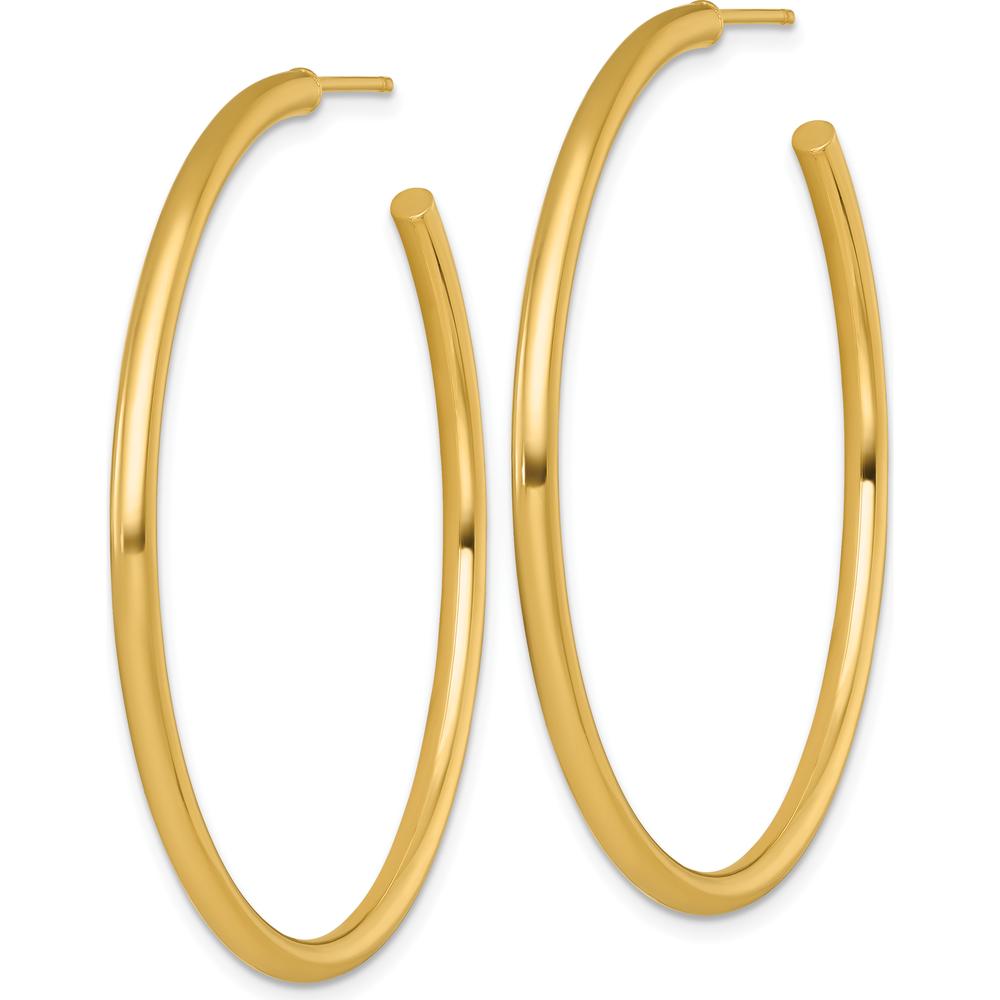 14K Yellow Gold Polished 50mm Tube C-Hoop Earrings by 0