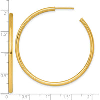 14K Yellow Gold Polished 50mm Tube C-Hoop Earrings by 0