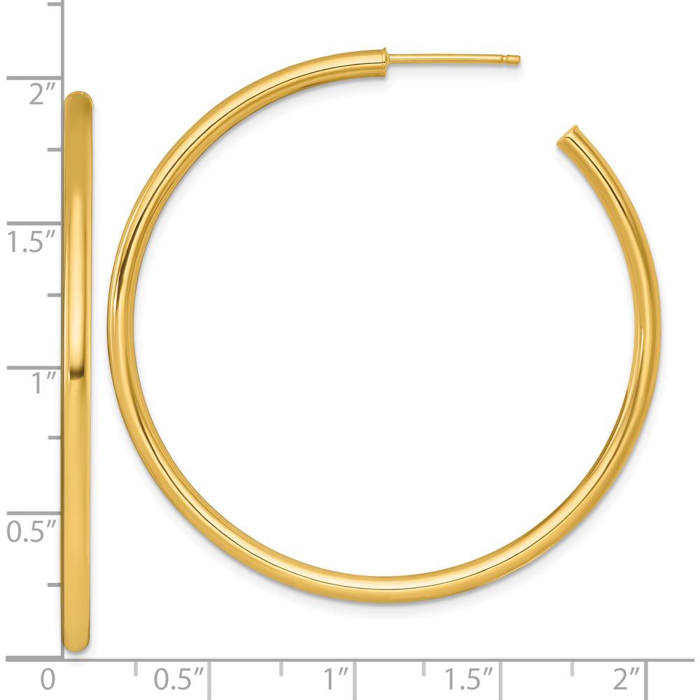 14K Yellow Gold Polished 50mm Tube C-Hoop Earrings by 0