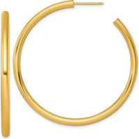 14K Yellow Gold Polished 50mm Tube C-Hoop Post Earrings by 0