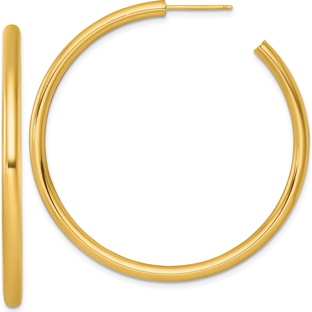 14K Yellow Gold Polished 50mm Tube C-Hoop Post Earrings by 0