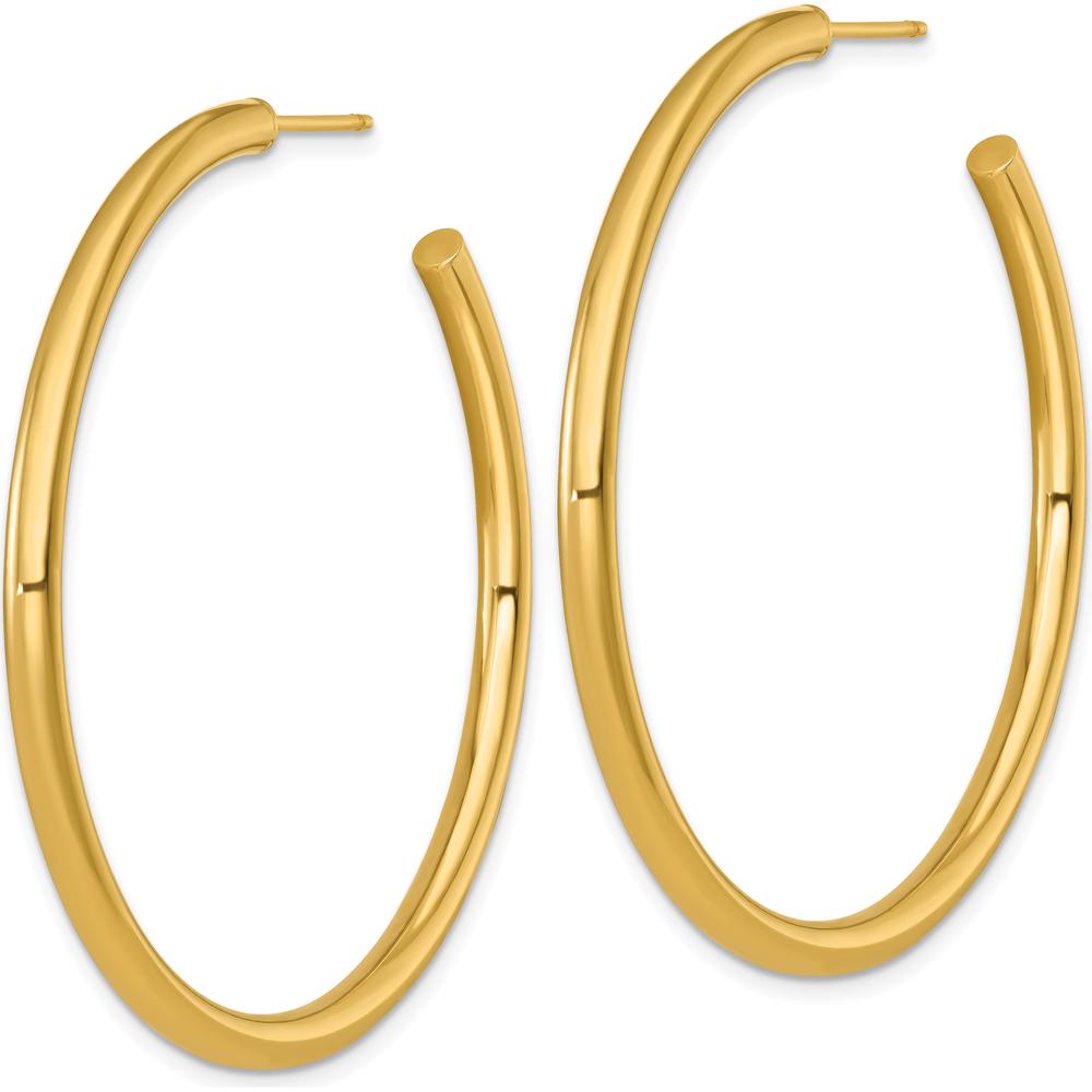 14K Yellow Gold Polished 50mm Tube C-Hoop Post Earrings by 0
