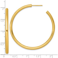14K Yellow Gold Polished 50mm Tube C-Hoop Post Earrings by 0
