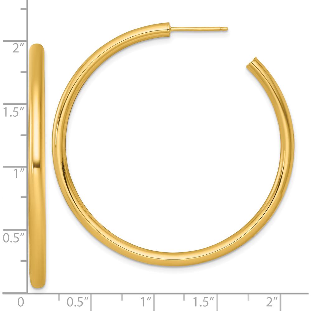 14K Yellow Gold Polished 50mm Tube C-Hoop Post Earrings by 0
