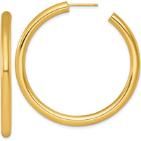 14K Yellow Gold Polished 50mm Tube C-Hoop Post Earrings by 0